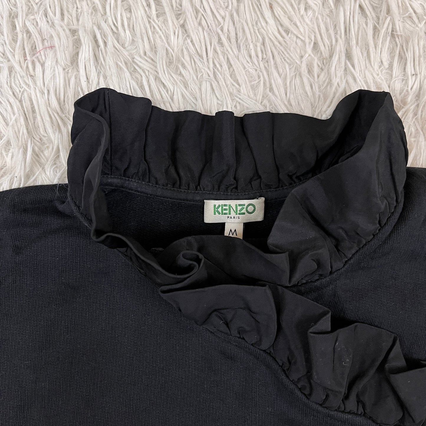 KENZO パリ｜虎刺繍 フリルスウェット ブラック レディース Mサイズ #110