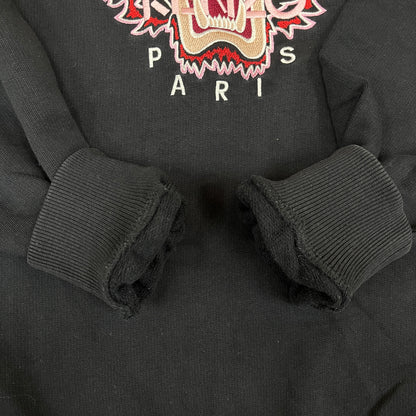 KENZO パリ｜虎刺繍 フリルスウェット ブラック レディース Mサイズ #110