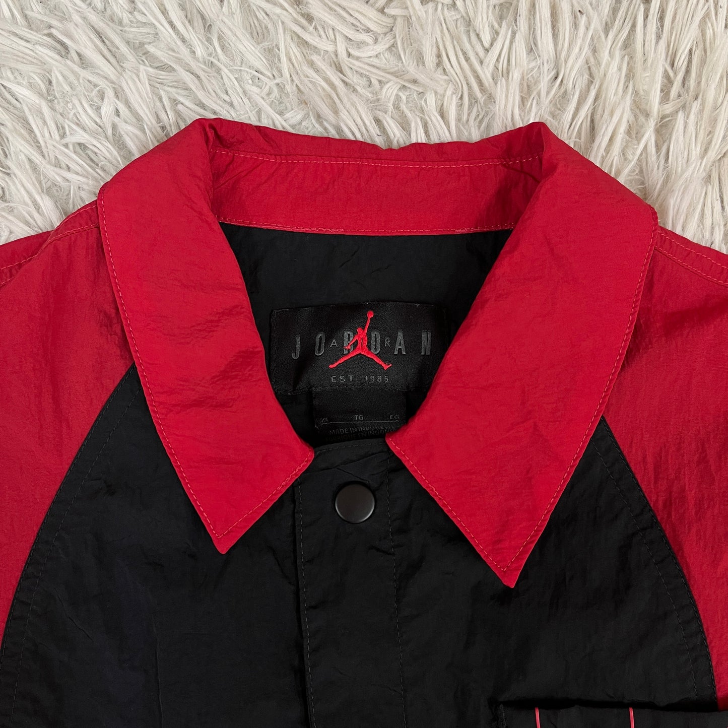 NIKE JORDAN レディース ナイロン ジャンプスーツ ブラック×レッド XL オールインワン #112