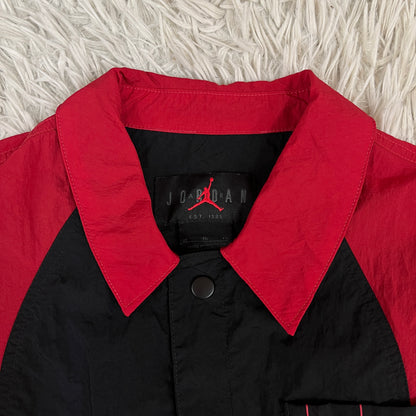 NIKE JORDAN レディース ナイロン ジャンプスーツ ブラック×レッド XL オールインワン #112