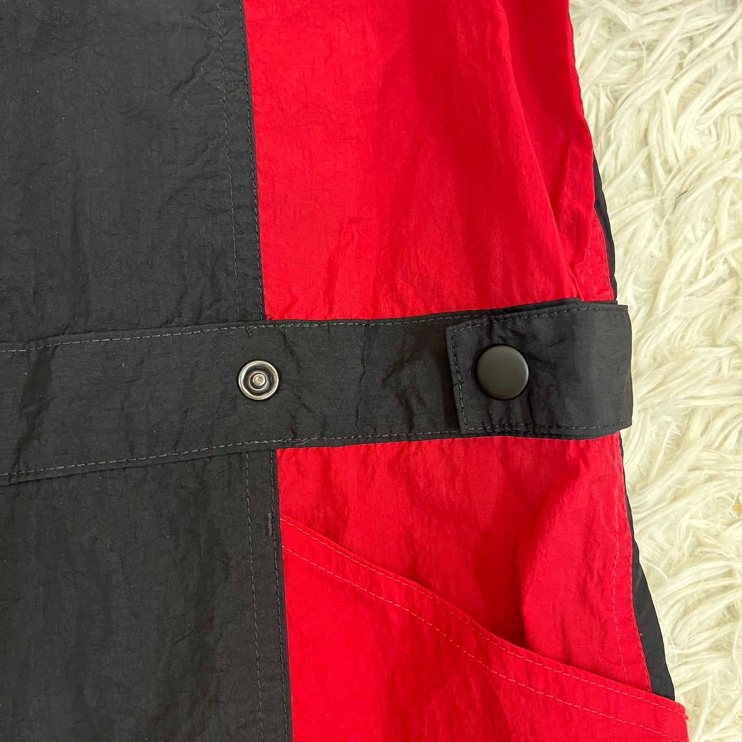 NIKE JORDAN レディース ナイロン ジャンプスーツ ブラック×レッド XL オールインワン #112