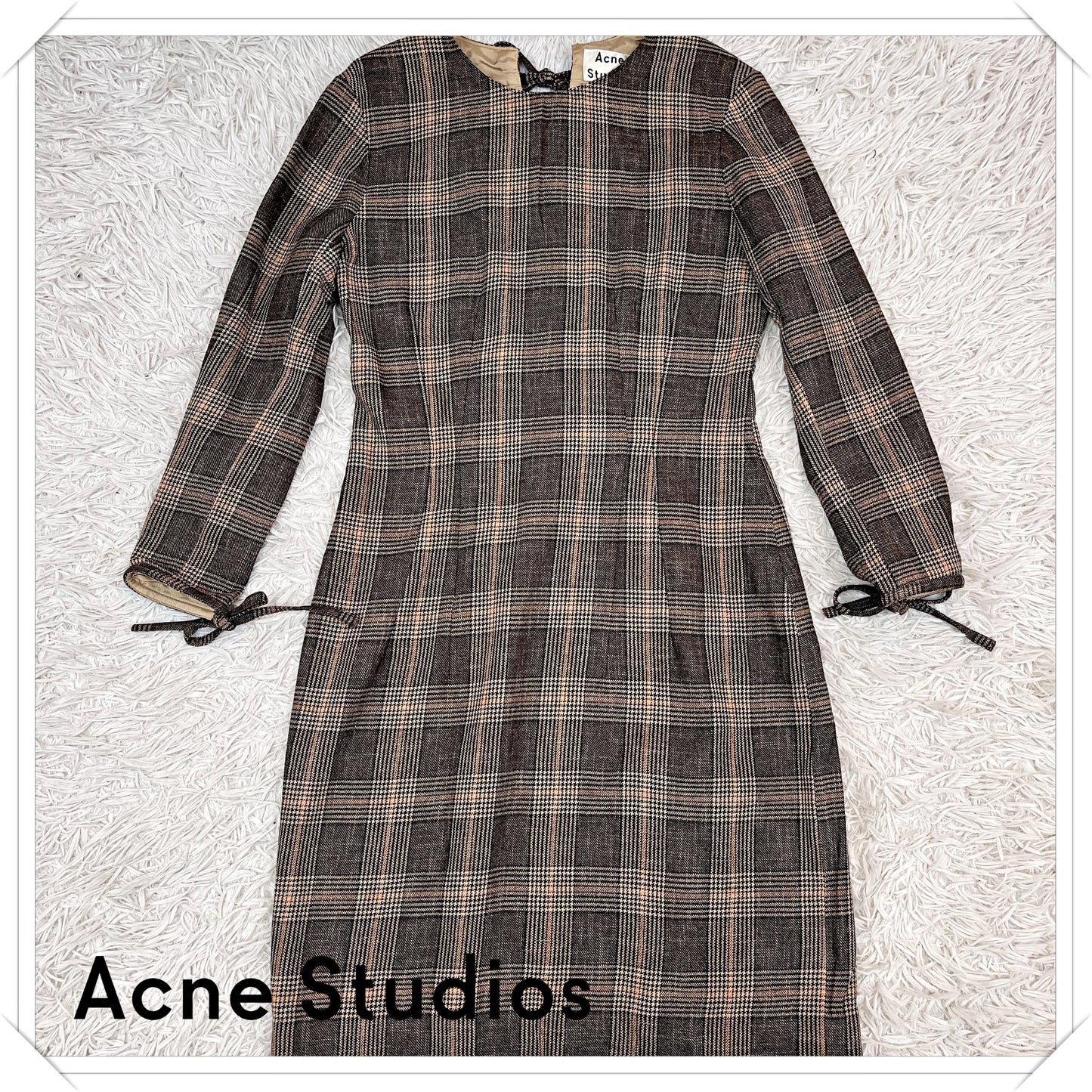 Acne Studios チェック柄 ウール混 ワンピース ブラウン系 サイズ36 ポーランド製 #113