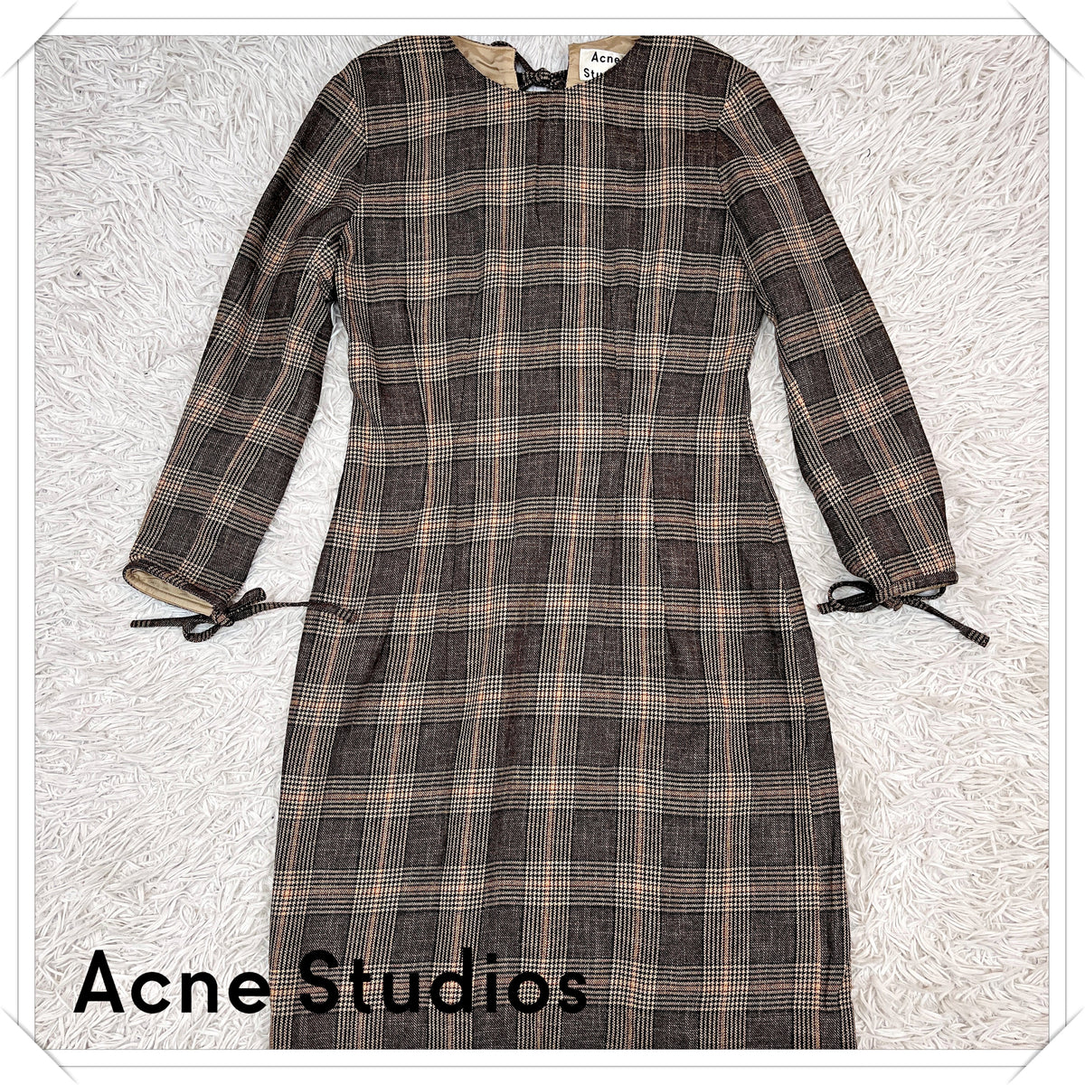 Acne Studios チェック柄 ウール混 ワンピース ブラウン系 サイズ36 