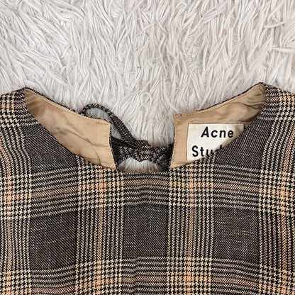 Acne Studios チェック柄 ウール混 ワンピース ブラウン系 サイズ36 ポーランド製 #113