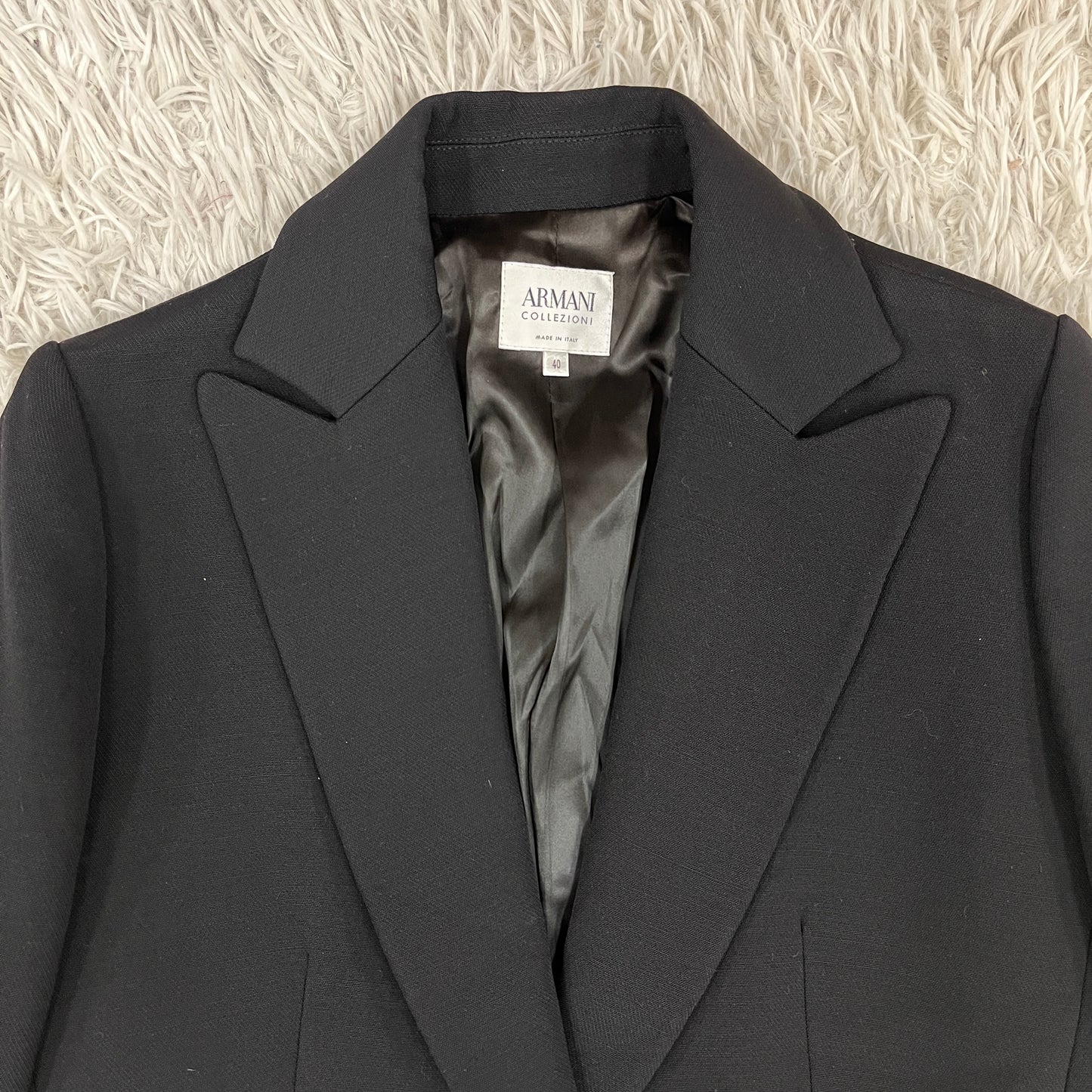 ARMANI COLLEZIONI ウール チェスターコート ブラック レディース 40 イタリア製 #114