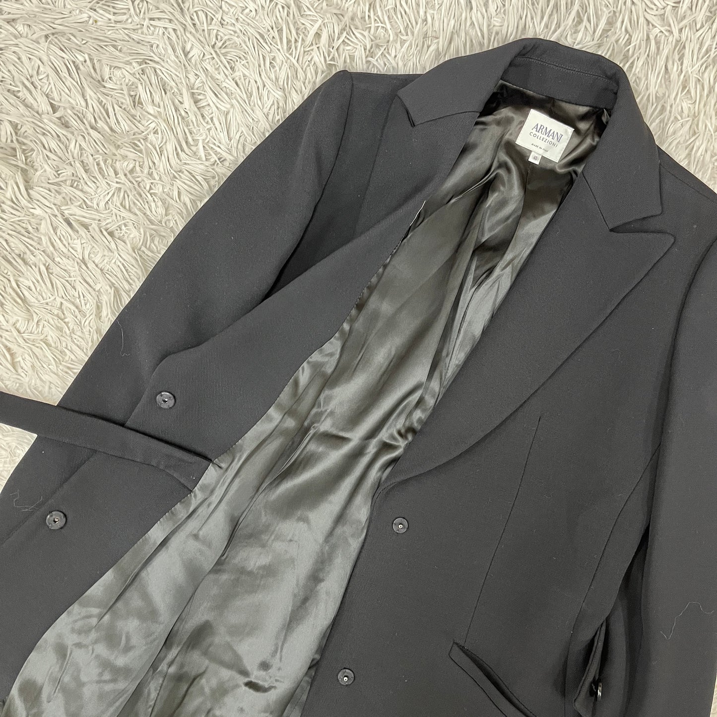 ARMANI COLLEZIONI ウール チェスターコート ブラック レディース 40 イタリア製 #114