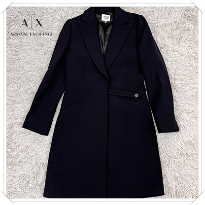 ARMANI COLLEZIONI ウール チェスターコート ブラック レディース 40 イタリア製 #114