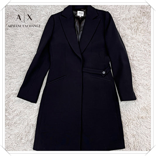 ARMANI COLLEZIONI ウール チェスターコート ブラック レディース 40 イタリア製 #114