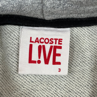 LACOSTE L!VE ラコステ フード付きスウェットパーカー グレー サイズ3 M相当 ワンポイントロゴ 裏起毛 #115