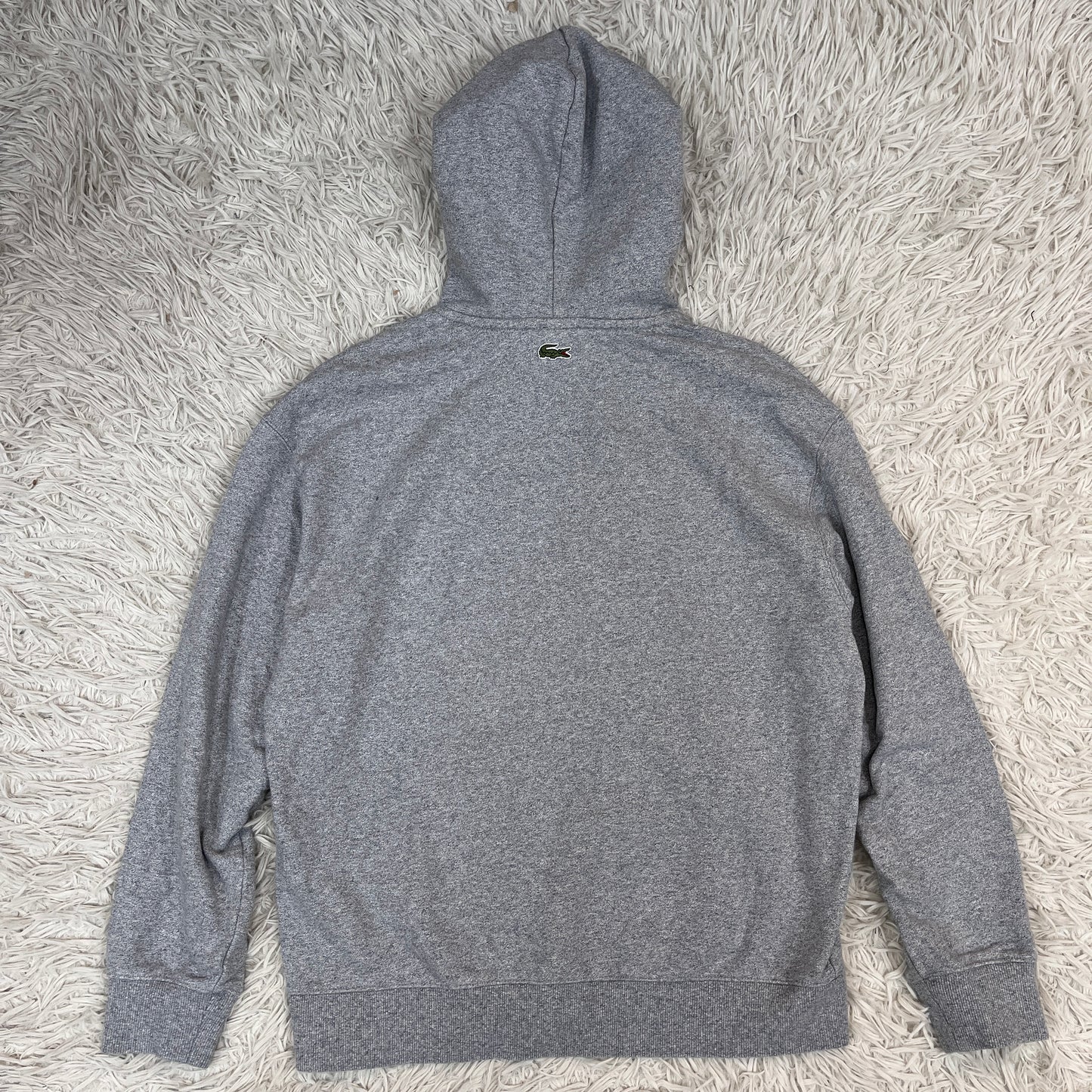 LACOSTE L!VE ラコステ フード付きスウェットパーカー グレー サイズ3 M相当 ワンポイントロゴ 裏起毛 #115