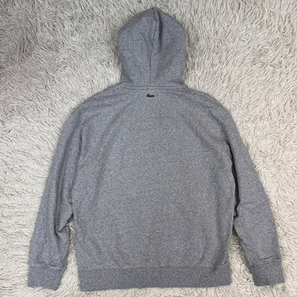LACOSTE L!VE ラコステ フード付きスウェットパーカー グレー サイズ3 M相当 ワンポイントロゴ 裏起毛 #115