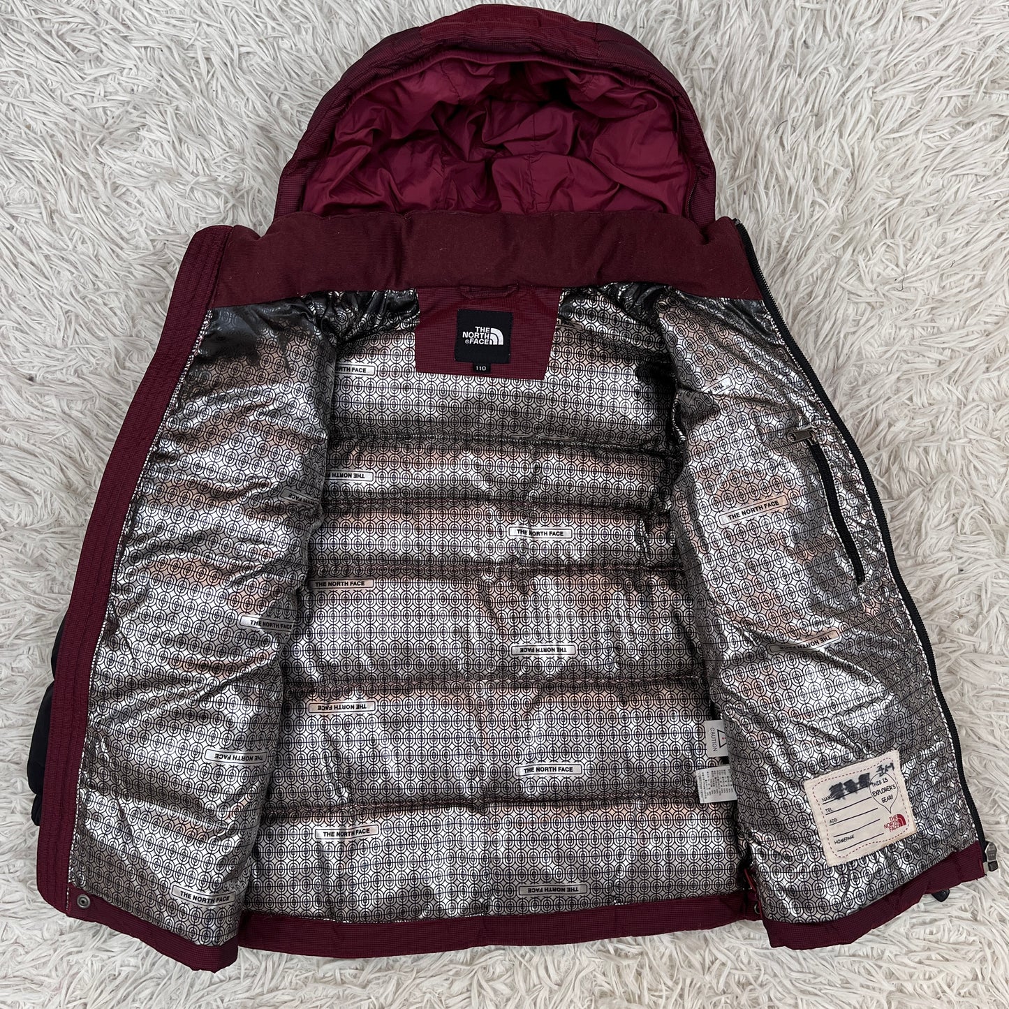 THE NORTH FACE キッズ ハイベント ダウンジャケット ボルドー 110 フード付き 防水透湿 #116