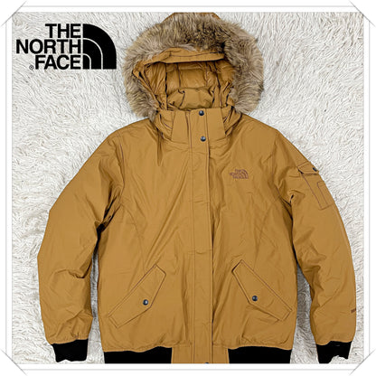 【THE NORTH FACE】GORE WINDSTOPPER ファー付き ダウンジャケット キャメル メンズ XL 100 取り外し可能フード/ファー #124