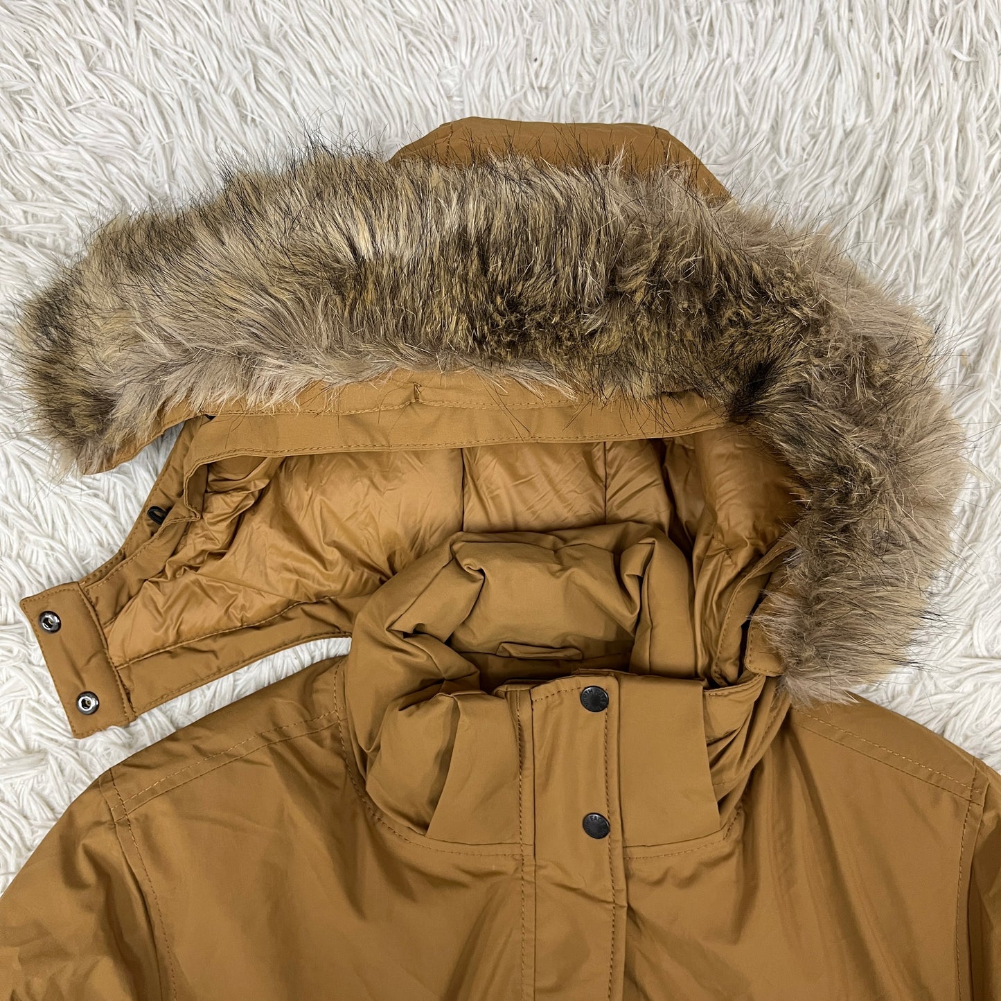 【THE NORTH FACE】GORE WINDSTOPPER ファー付き ダウンジャケット キャメル メンズ XL 100 取り外し可能フード/ファー #124