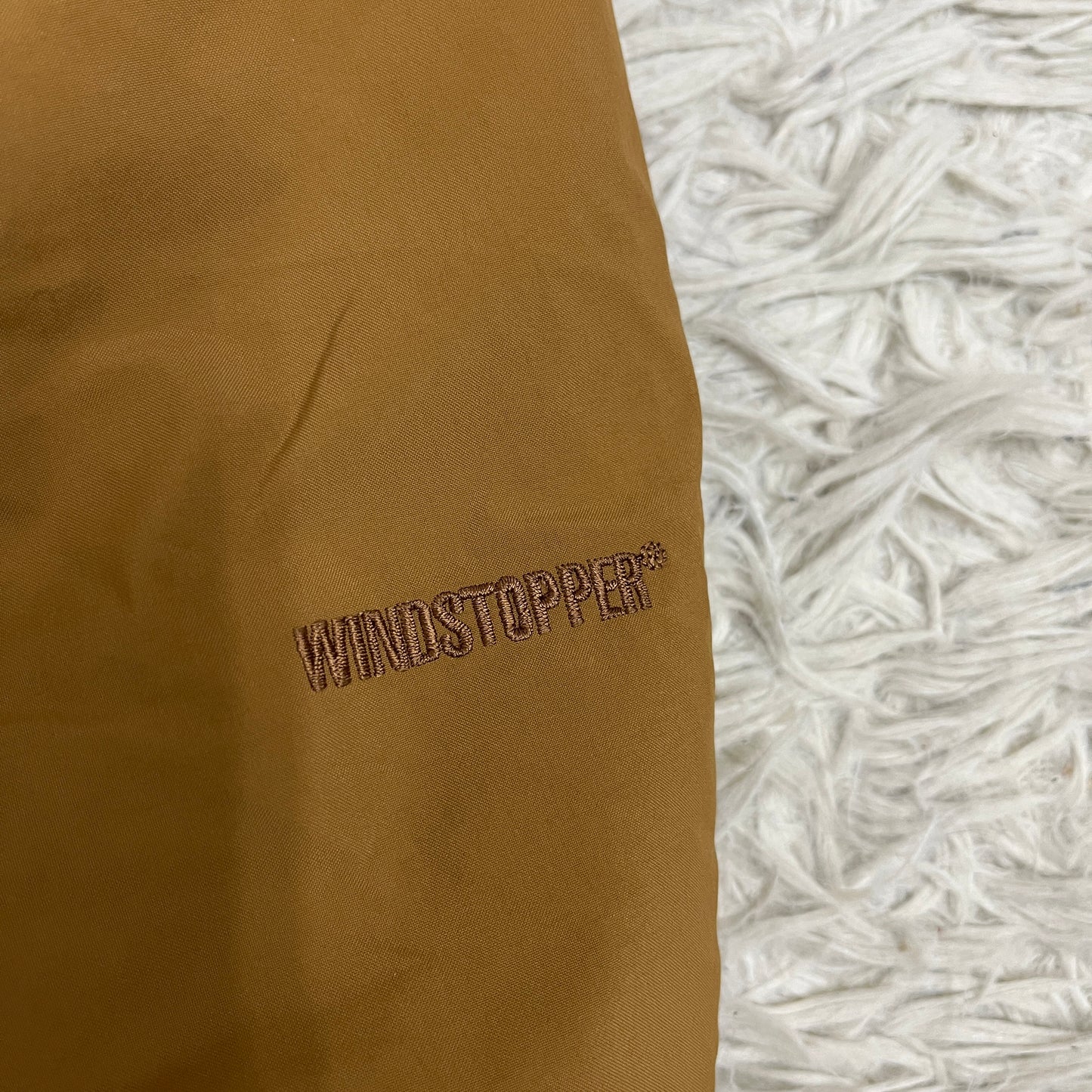 【THE NORTH FACE】GORE WINDSTOPPER ファー付き ダウンジャケット キャメル メンズ XL 100 取り外し可能フード/ファー #124