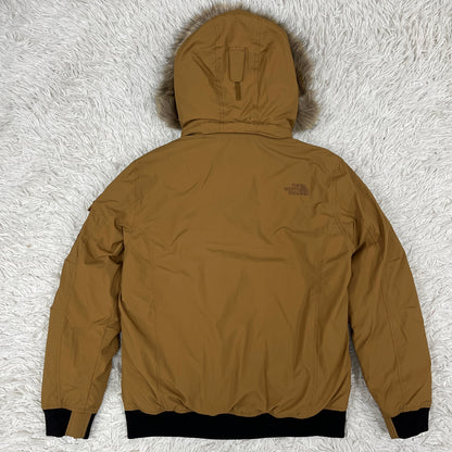 【THE NORTH FACE】GORE WINDSTOPPER ファー付き ダウンジャケット キャメル メンズ XL 100 取り外し可能フード/ファー #124