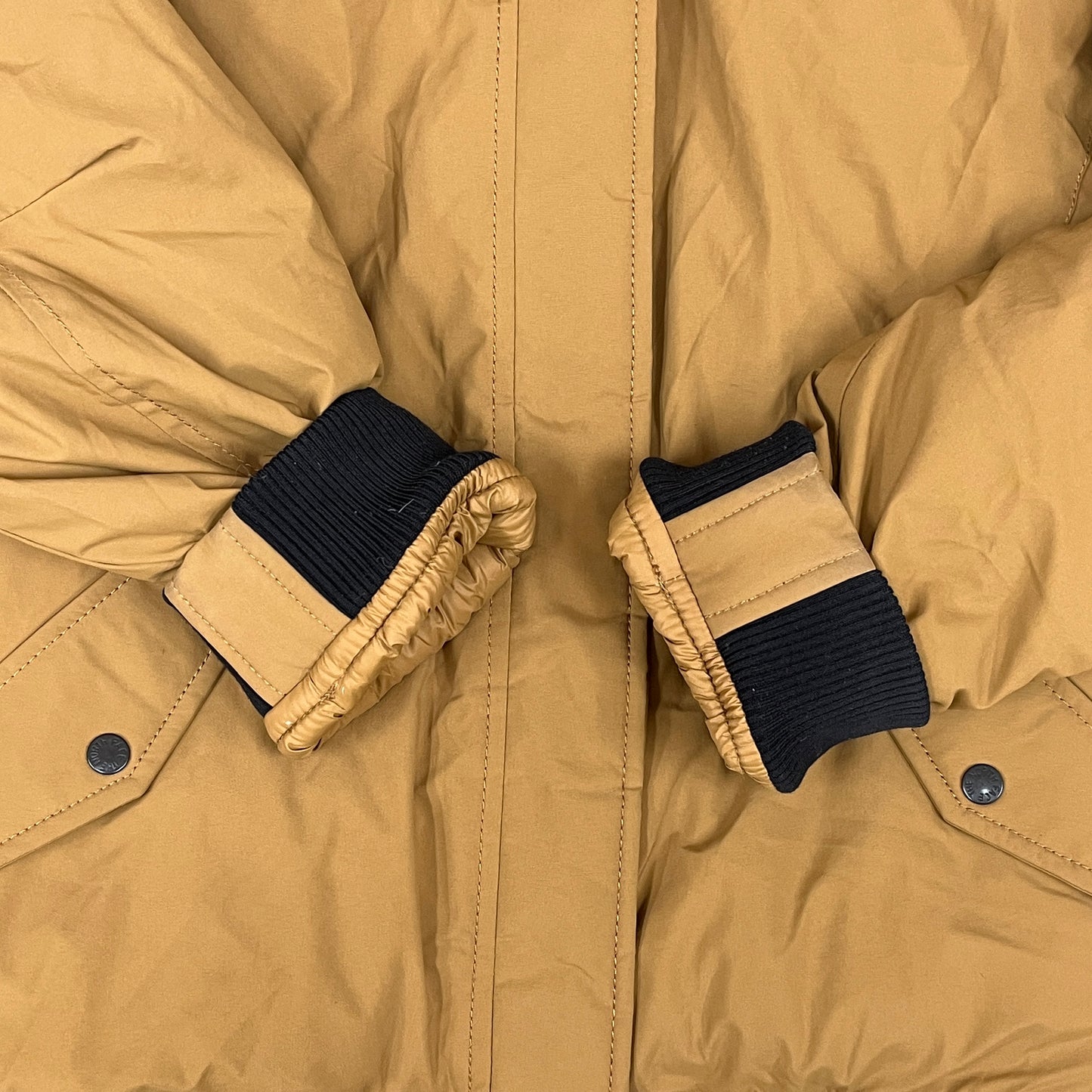 【THE NORTH FACE】GORE WINDSTOPPER ファー付き ダウンジャケット キャメル メンズ XL 100 取り外し可能フード/ファー #124