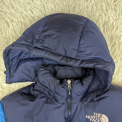 ザ・ノース・フェイス ヌプシ ダウンジャケット 700フィルパワー メンズM(95) ブルー×ネイビー フード脱着可能 #154