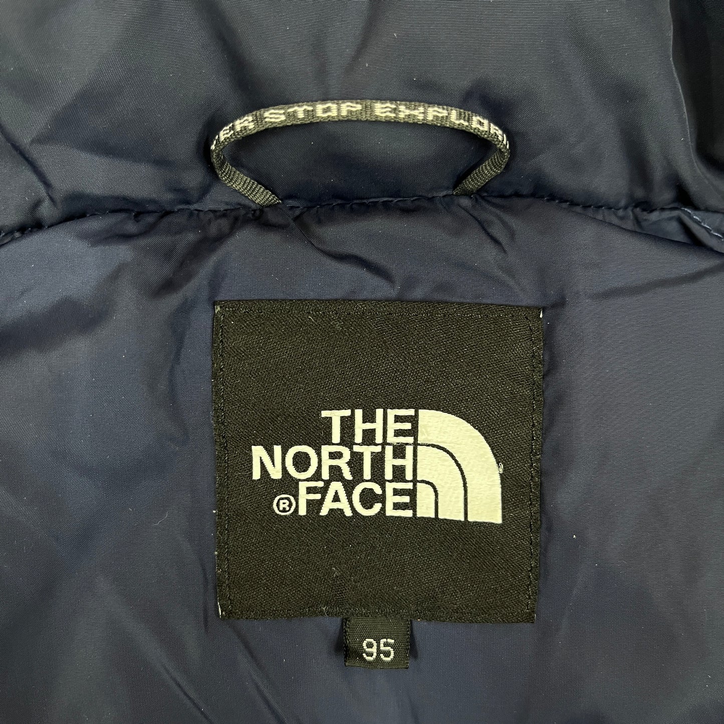 ザ・ノース・フェイス ヌプシ ダウンジャケット 700フィルパワー メンズM(95) ブルー×ネイビー フード脱着可能 #154