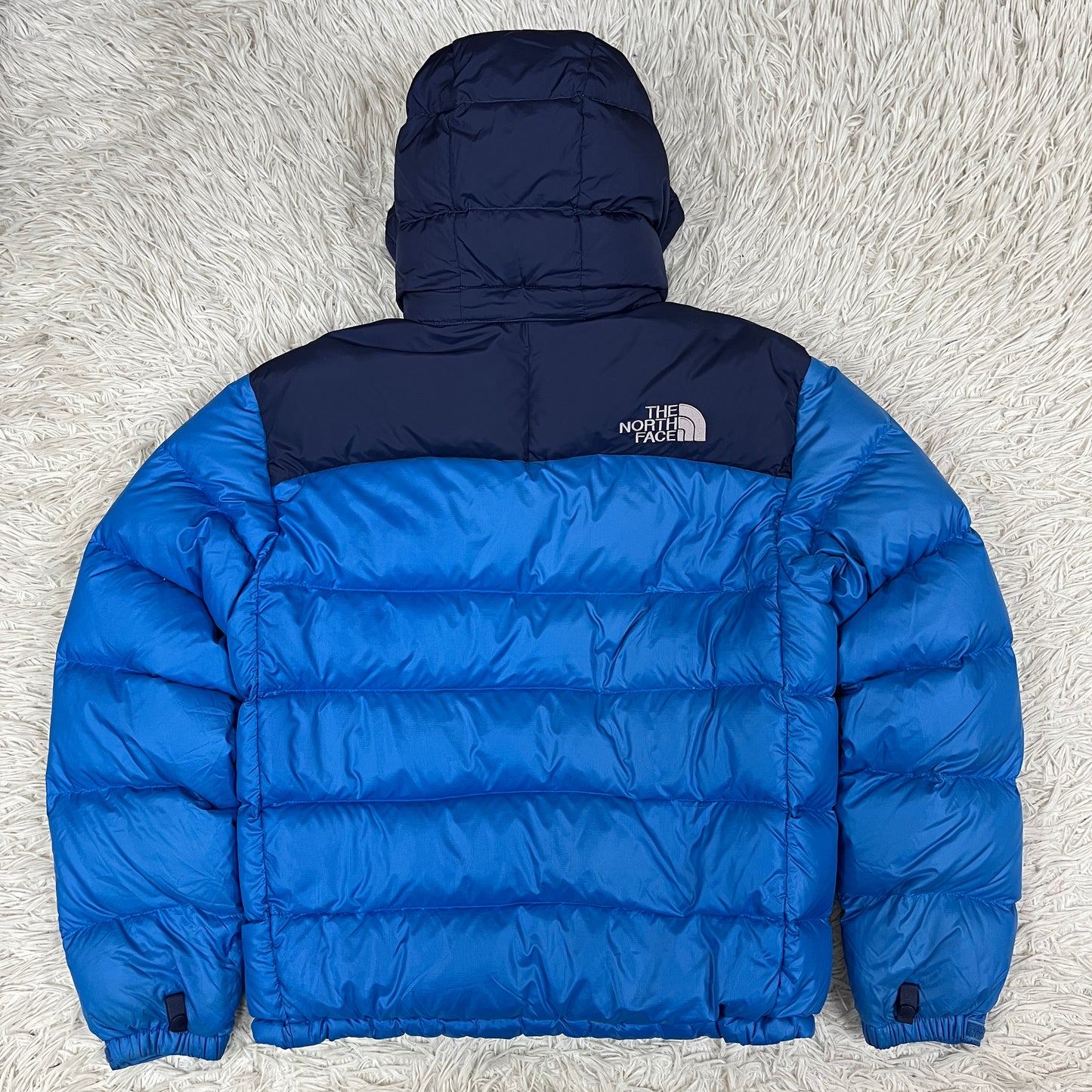 ザ・ノース・フェイス ヌプシ ダウンジャケット 700フィルパワー メンズM(95) ブルー×ネイビー フード脱着可能 #154