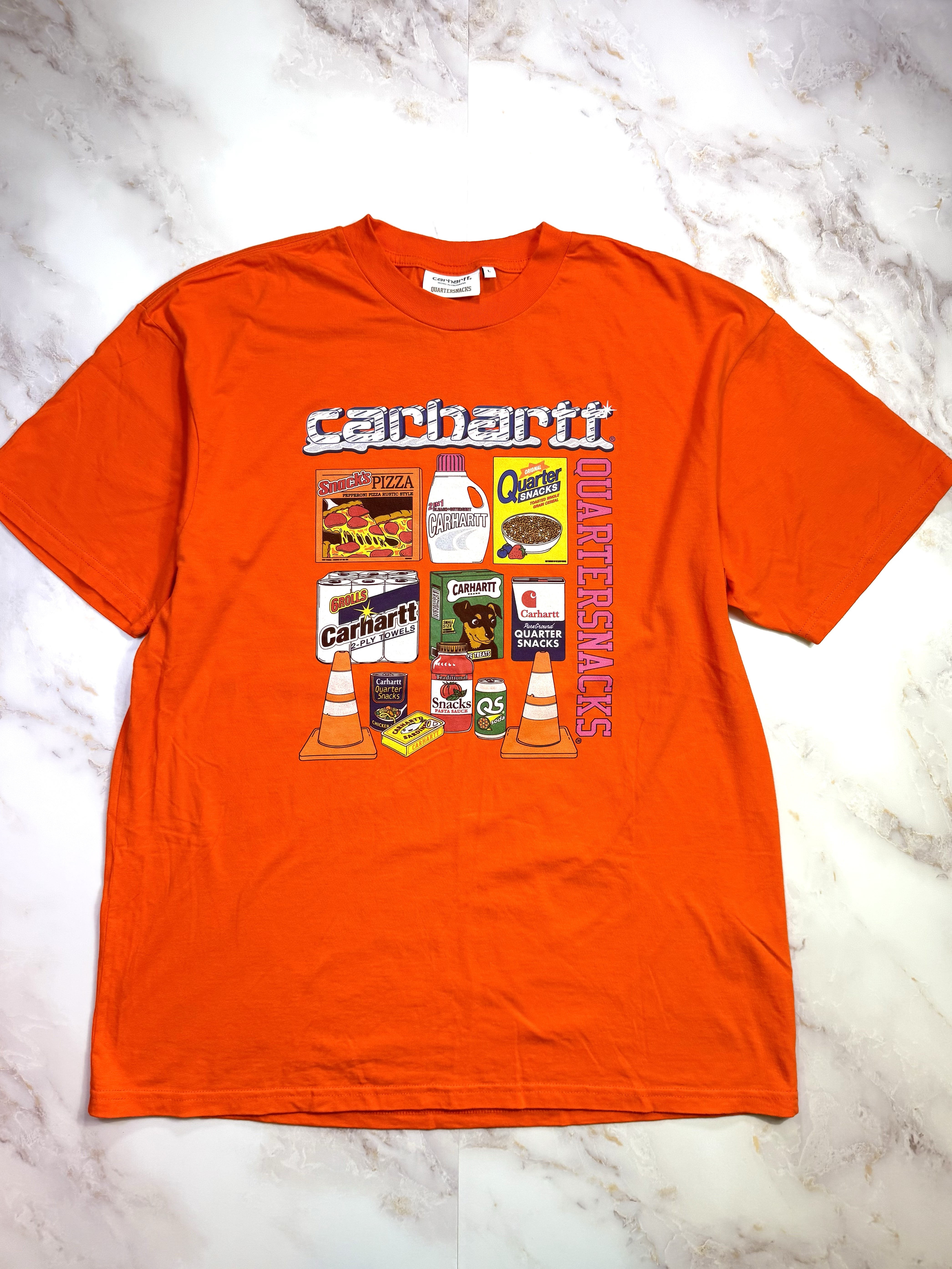 Carhartt WIP × Quartersnacks グラフィックTシャツ オレンジ L