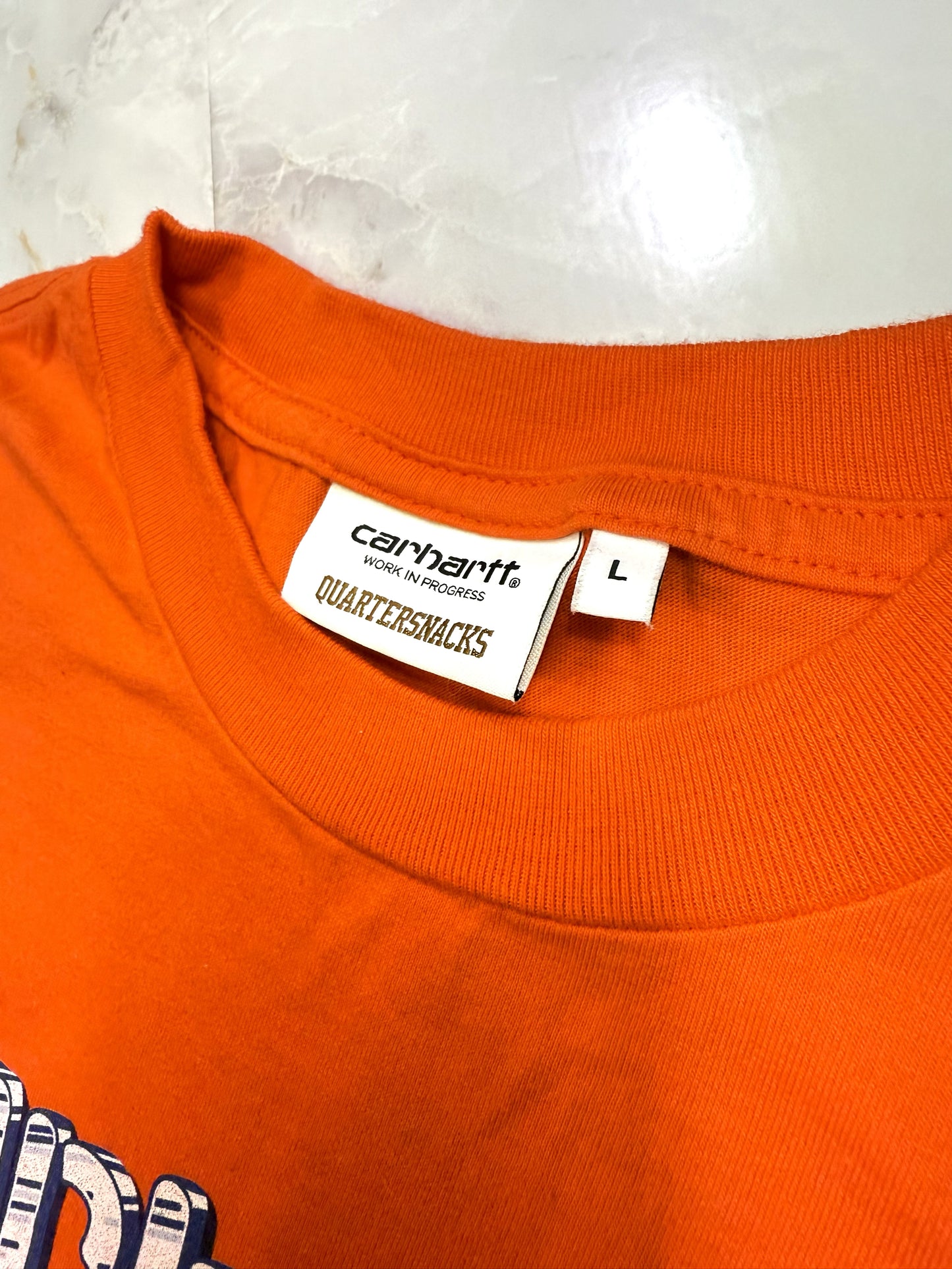 Carhartt WIP × Quartersnacks グラフィックTシャツ オレンジ Lサイズ