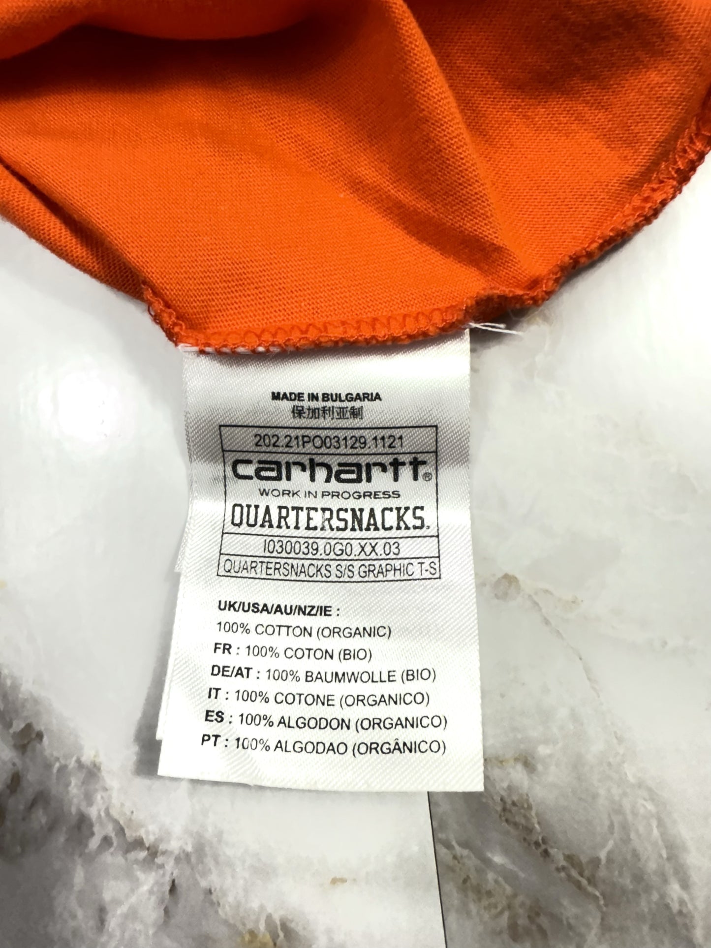 Carhartt WIP × Quartersnacks グラフィックTシャツ オレンジ Lサイズ