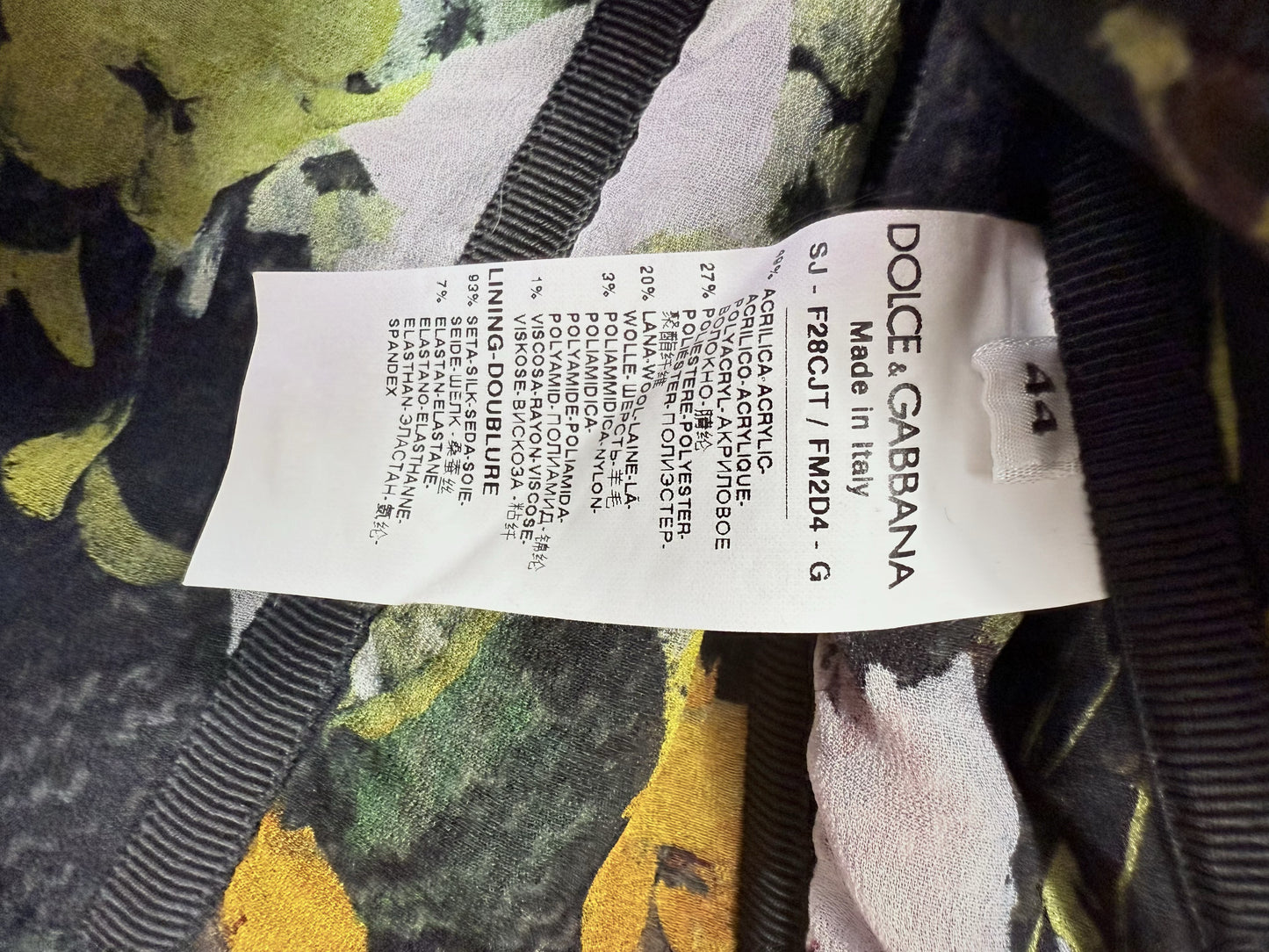 【DOLCE&GABBANA】逸品！ツイードジャケット 花柄裏地 ブラック系 44 - 華やかさと上品さの融合