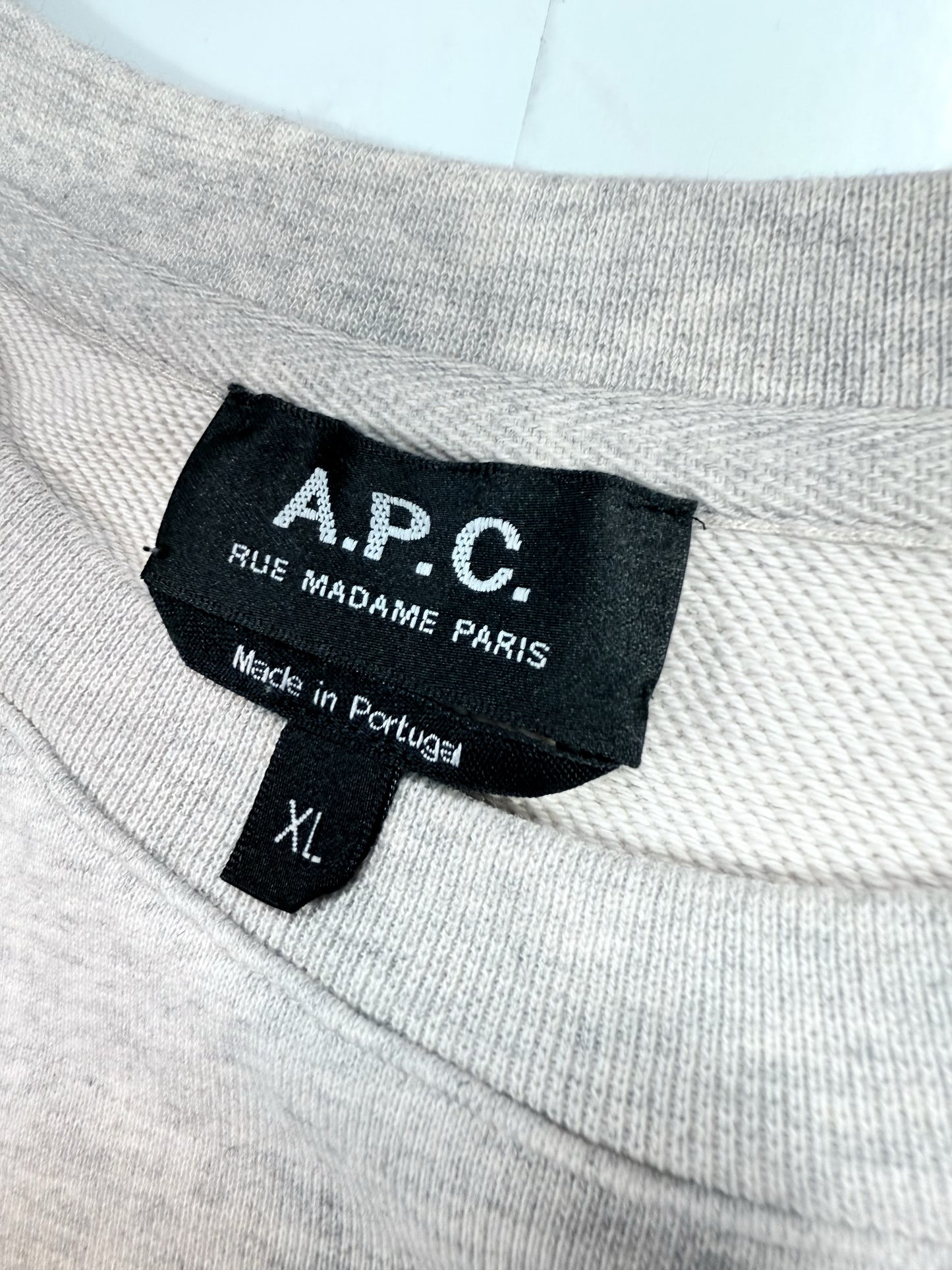 A.P.C. Rue Madame Paris ロゴ刺繍スウェットシャツ ライトグレー XLサイズ APC トレーナー 裏毛 メンズ