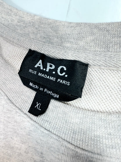 A.P.C. Rue Madame Paris ロゴ刺繍スウェットシャツ ライトグレー XLサイズ APC トレーナー 裏毛 メンズ