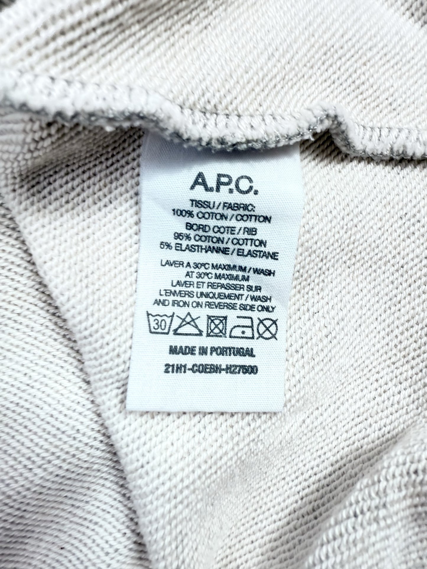A.P.C. Rue Madame Paris ロゴ刺繍スウェットシャツ ライトグレー XLサイズ APC トレーナー 裏毛 メンズ
