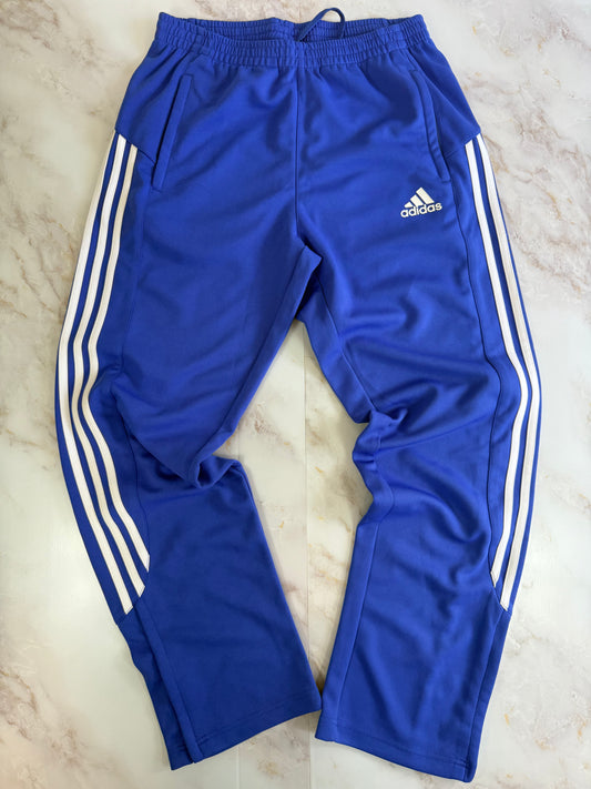 【adidas】アディダス ジャージパンツ メンズ Lサイズ トラックパンツ 青×白 スリーストライプ サイドジップ ポリエステル100％