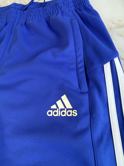 【adidas】アディダス ジャージパンツ メンズ Lサイズ トラックパンツ 青×白 スリーストライプ サイドジップ ポリエステル100％