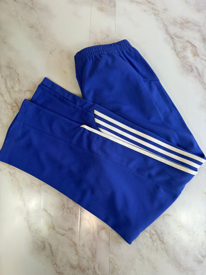 【adidas】アディダス ジャージパンツ メンズ Lサイズ トラックパンツ 青×白 スリーストライプ サイドジップ ポリエステル100％