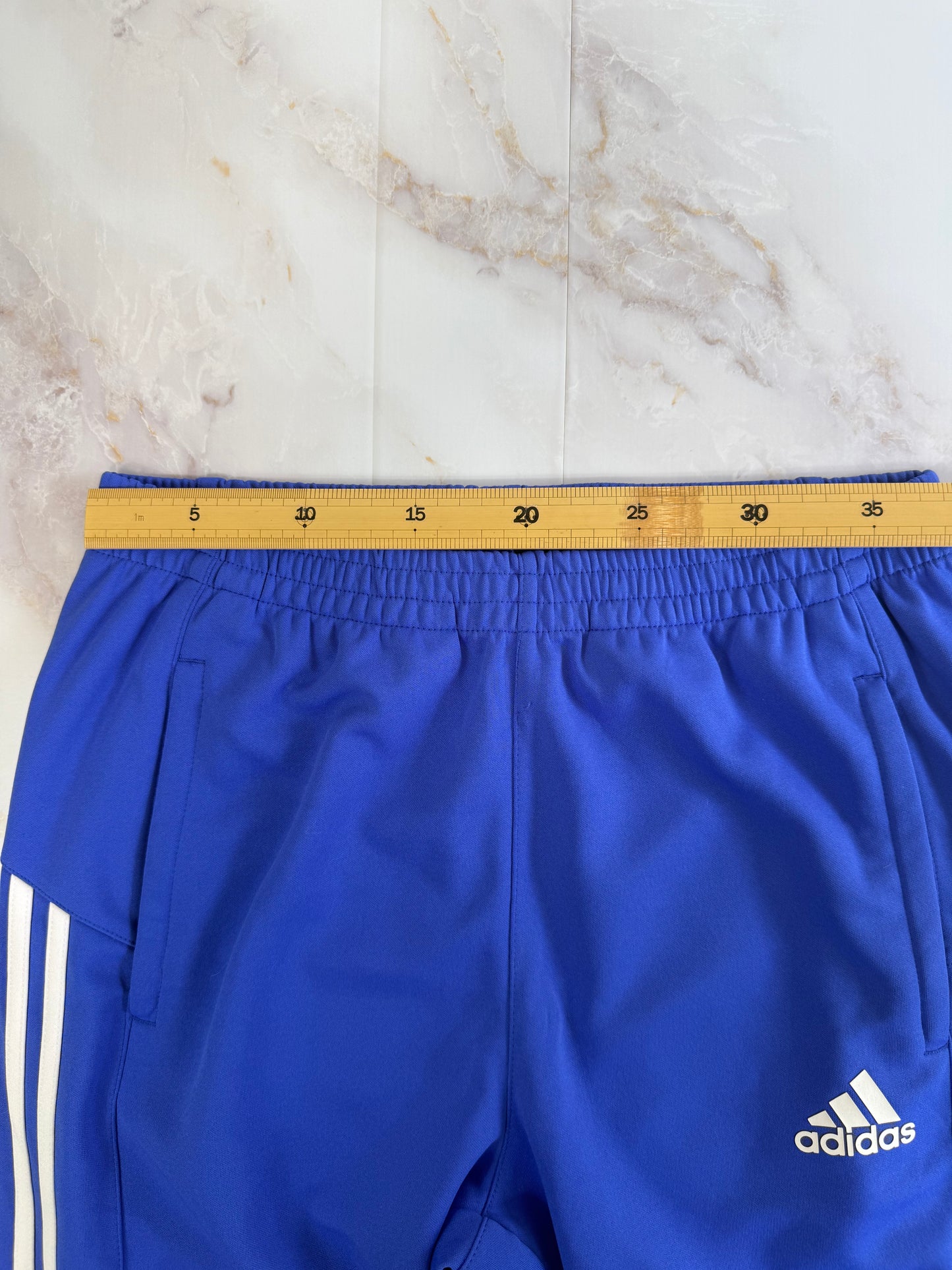 【adidas】アディダス ジャージパンツ メンズ Lサイズ トラックパンツ 青×白 スリーストライプ サイドジップ ポリエステル100％