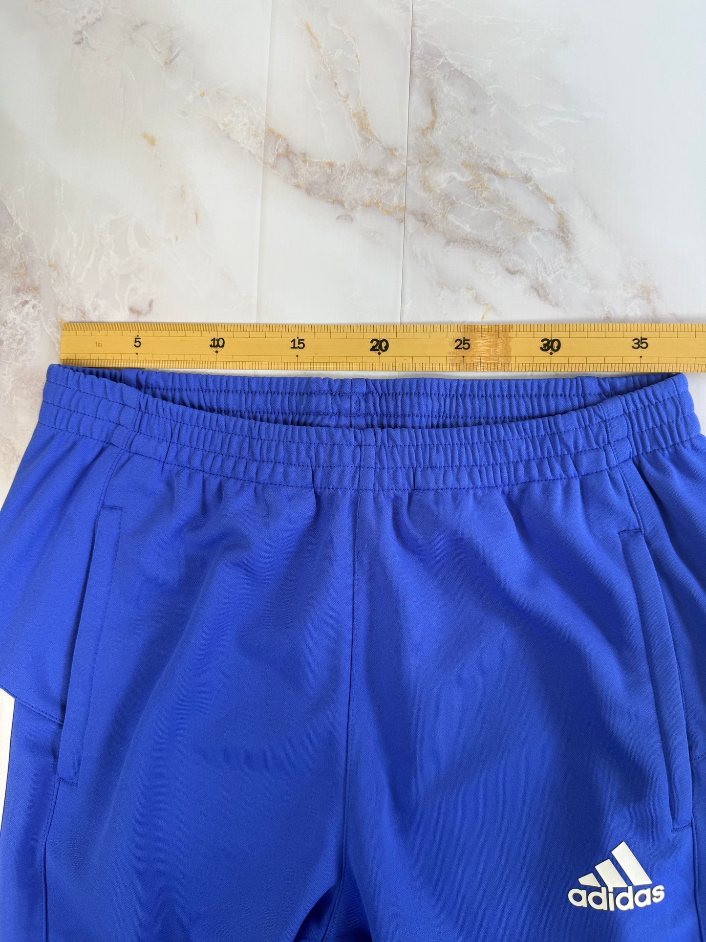 【adidas】アディダス ジャージパンツ メンズ Lサイズ トラックパンツ 青×白 スリーストライプ サイドジップ ポリエステル100％