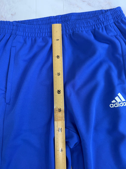 【adidas】アディダス ジャージパンツ メンズ Lサイズ トラックパンツ 青×白 スリーストライプ サイドジップ ポリエステル100％