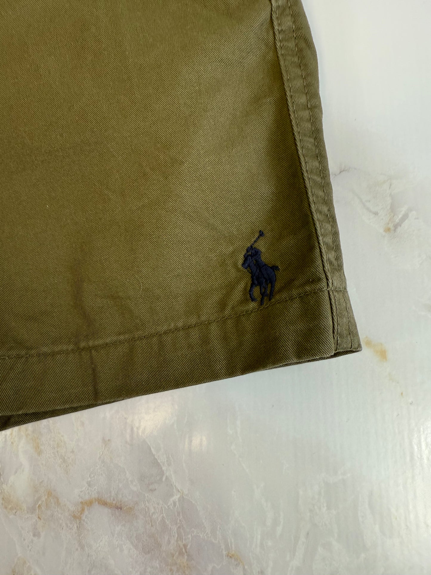 【POLO RALPH LAUREN】ポロ ラルフローレン メンズ ショートパンツ カーキ Mサイズ相当 コットン97％ クラシックフィット 刺繍ロゴ入り