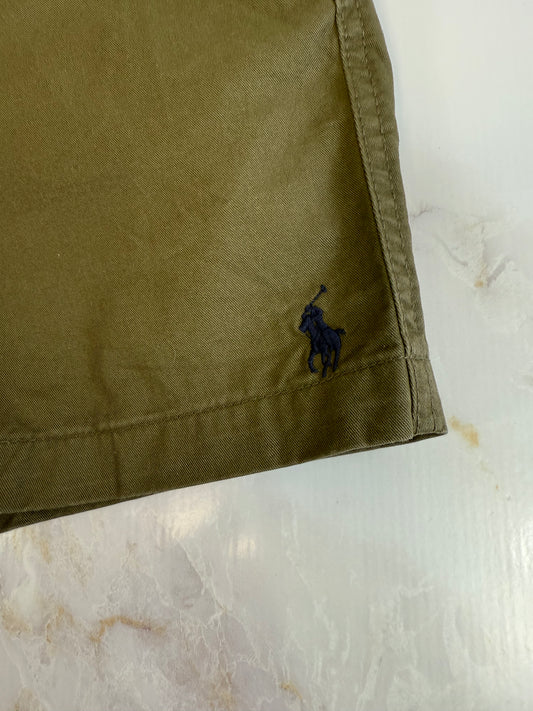 【POLO RALPH LAUREN】ポロ ラルフローレン メンズ ショートパンツ カーキ Mサイズ相当 コットン97％ クラシックフィット 刺繍ロゴ入り