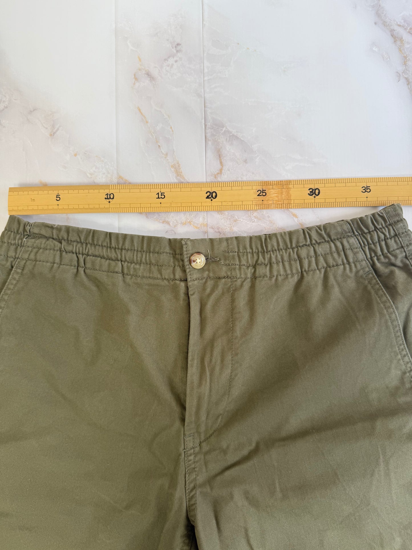 【POLO RALPH LAUREN】ポロ ラルフローレン メンズ ショートパンツ カーキ Mサイズ相当 コットン97％ クラシックフィット 刺繍ロゴ入り