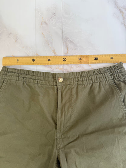 【POLO RALPH LAUREN】ポロ ラルフローレン メンズ ショートパンツ カーキ Mサイズ相当 コットン97％ クラシックフィット 刺繍ロゴ入り