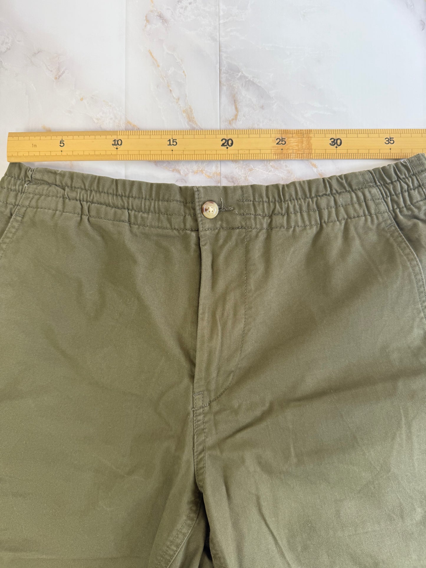 【POLO RALPH LAUREN】ポロ ラルフローレン メンズ ショートパンツ カーキ Mサイズ相当 コットン97％ クラシックフィット 刺繍ロゴ入り