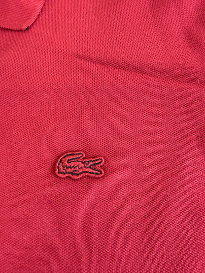 【LACOSTE】ラコステ レディース ポロシャツワンピース ボルドー 38サイズ L相当 コットンストレッチ 刺繍ロゴ入り