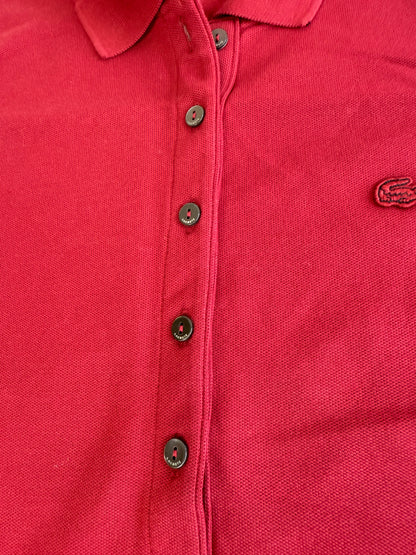【LACOSTE】ラコステ レディース ポロシャツワンピース ボルドー 38サイズ L相当 コットンストレッチ 刺繍ロゴ入り