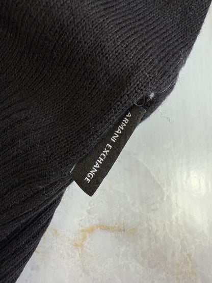 【ARMANI EXCHANGE】アクション Vネック セーター メンズL ブラック×ホワイトライン クラシックニット イタリアブランド 正規品