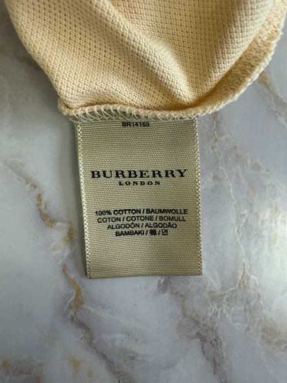 【BURBERRY】バーバリー ロンドン ハーフジップ ポロシャツ ノバチェック切替 ベージュ Mサイズ相当 コットン100％ 英国ブランド