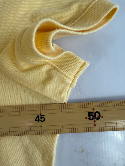 【TOMMY HILFIGER】トミー ヒルフィガー レディース ポロシャツ パステルイエロー Mサイズ ストレッチ 鹿の子 刺繍フラッグロゴ