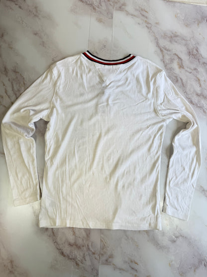 【TOMMY HILFIGER】トミー ヒルフィガー オーガニックコットン 長袖Tシャツ 164（L相当）ホワイト クルーネック 刺繍フラッグロゴ