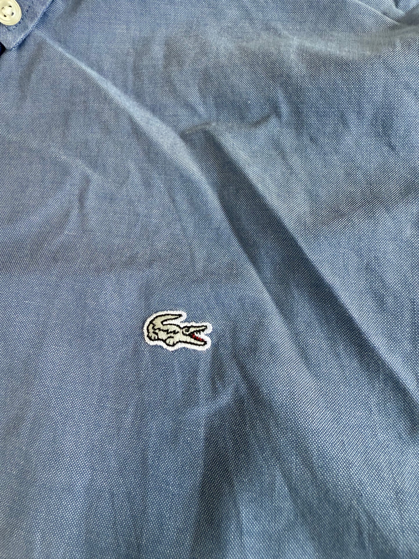 【LACOSTE】スリムフィット ボタンダウンシャツ FR40 (US15 3/4) | ラコステ ワンポイントロゴ メンズ 長袖シャツ | 上品ブルー