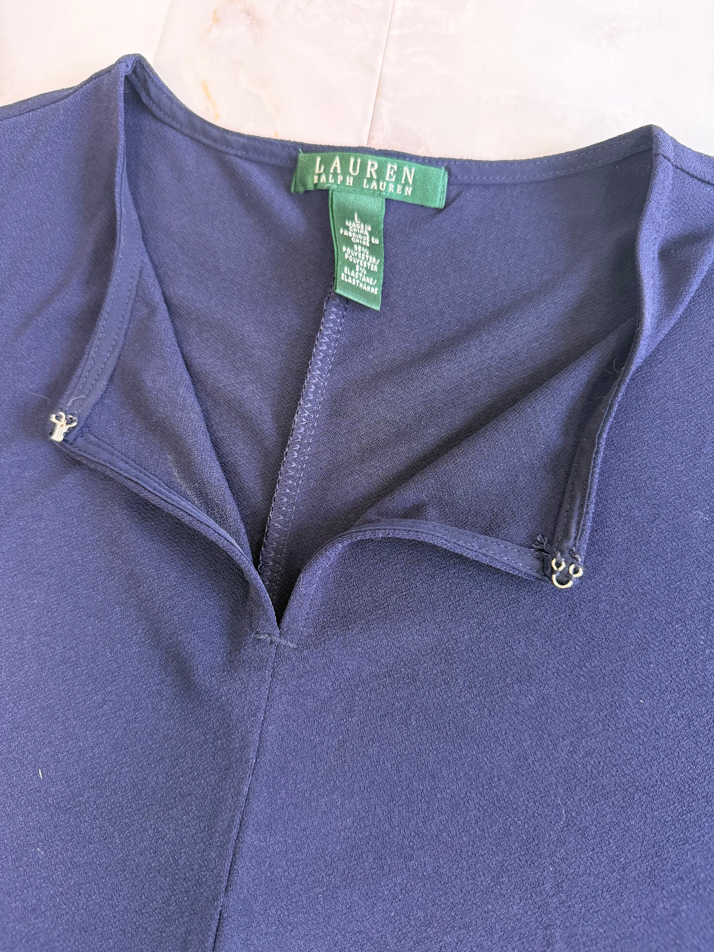 【LAUREN RALPH LAUREN】ネイビー ロングスリーブ チュニックトップス Lサイズ｜ラルフローレン レディース シンプルデザイン